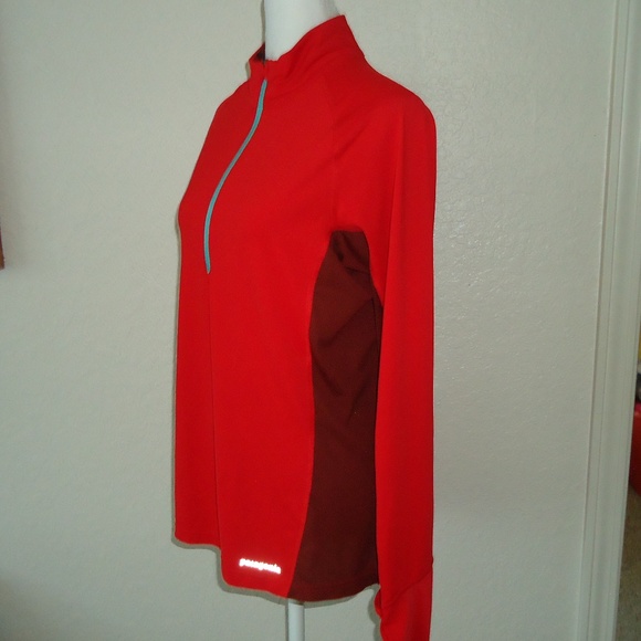 Pantagonia Women's Red Athleisure 1/4 Zip L/S Thumbhole Top Mesh Back Sz-M - Picture 5 of 16